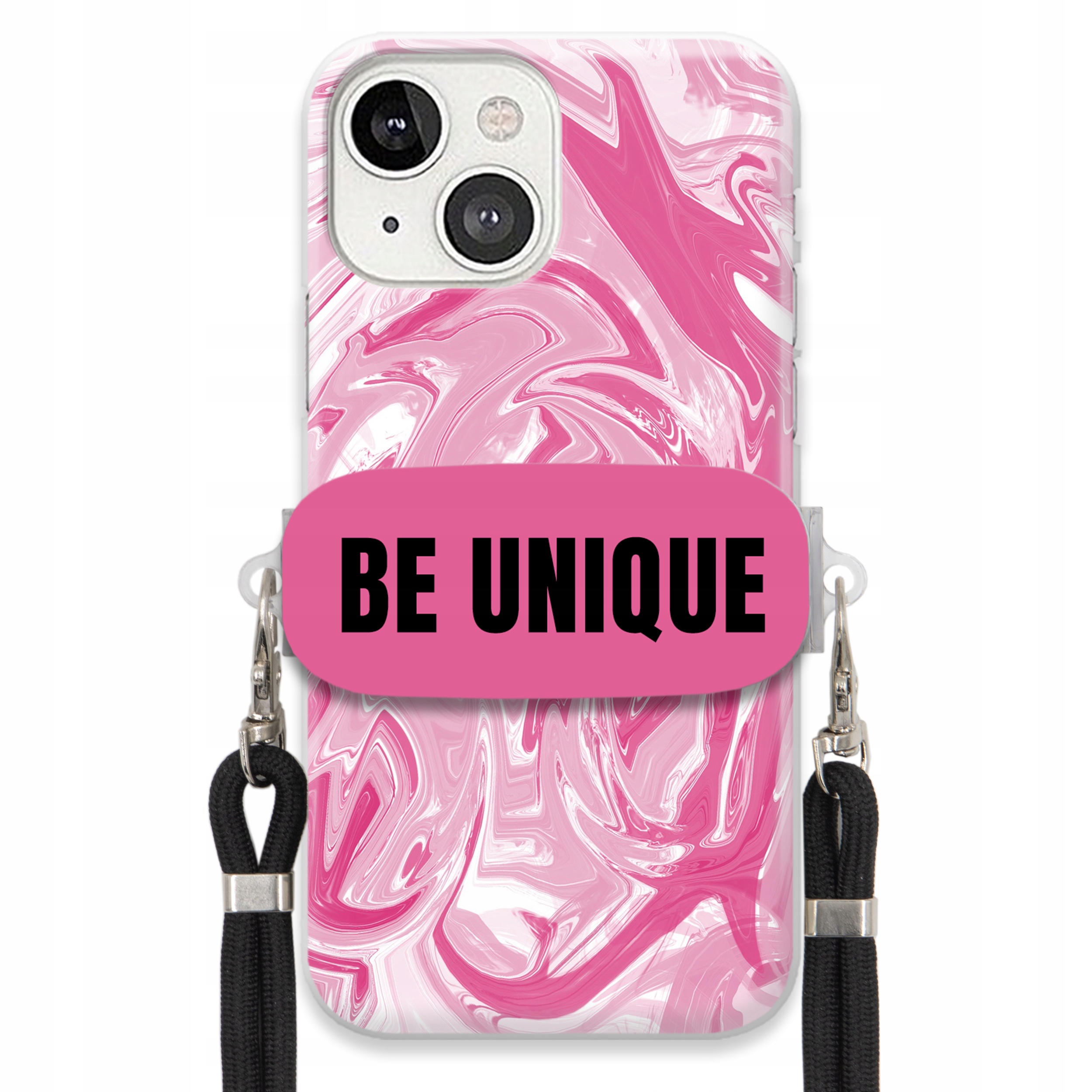 Puzdro pre iPHONE 13 Puzdro držiak šnúrka Čierna ružová Mramor Unique