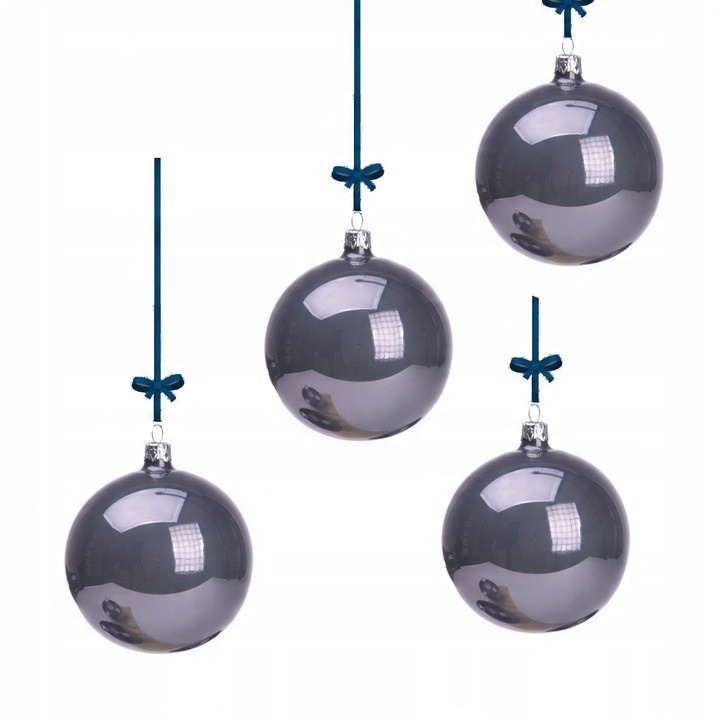 

Bombki szklane choinkowe 8 cm grafit emalia