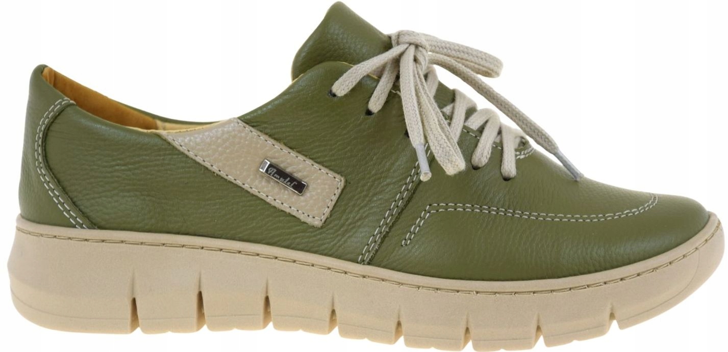 Dámské kožené polobotky zelené lehké pohodlné módní Amulet 570 VEL.39