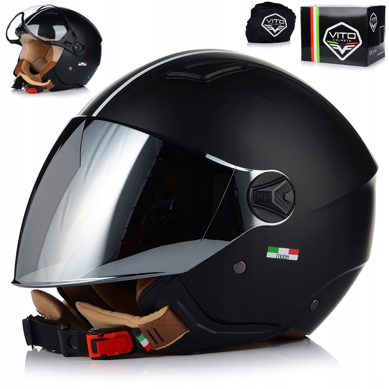 Motocyklová Prilba Otvorená Vito Moda Matt Ľahká Ece 22.06 2x Sklo