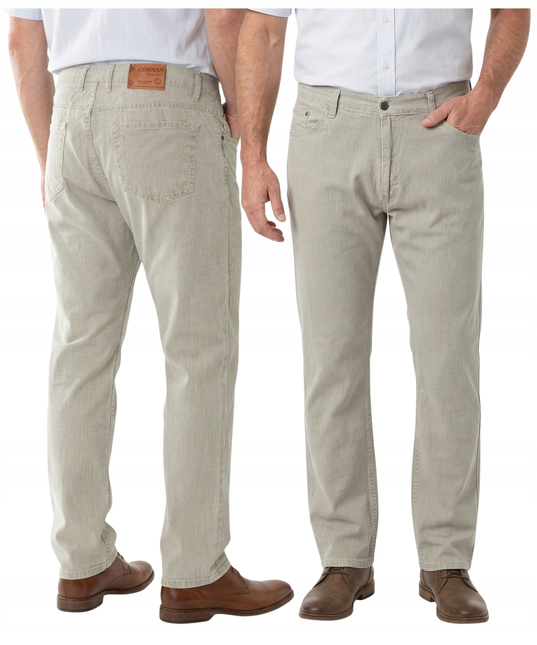 Spodnie Materiałowe Męskie Bawełniane Wiosenne Przewiewne pas 116-118 W56