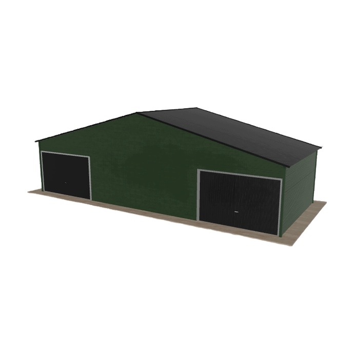 Plechová garáž 11x4.5 m dvoupolohová, dvoupolohová, zelená