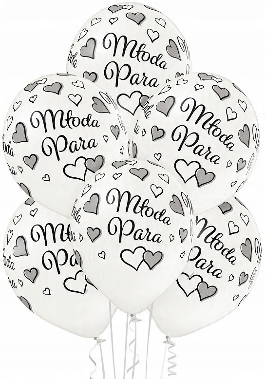 

Balony Białe Młoda Para Serca Ślub Wesele 6szt.