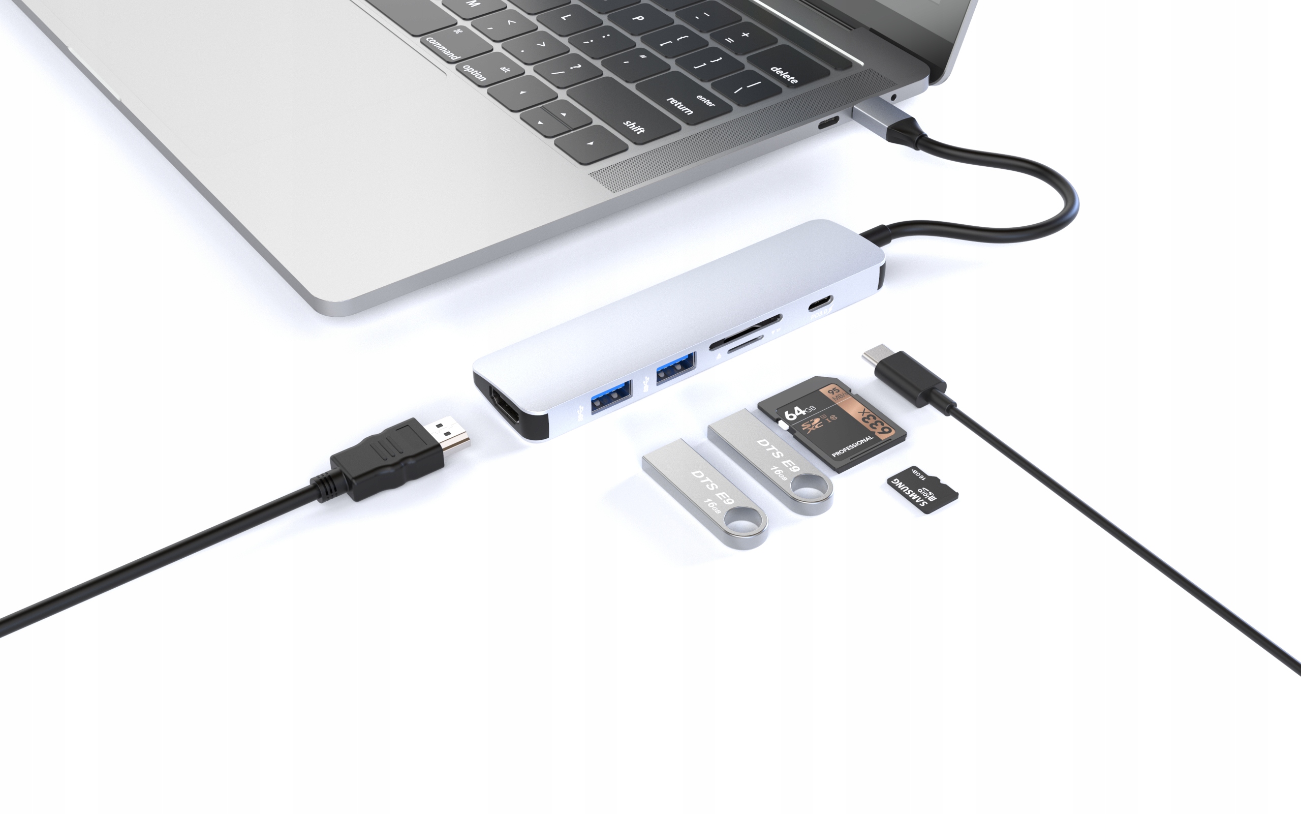 

Hub Adapter Usb-c 6w1 Usb Hdmi 4K Sd Pd do Huawei