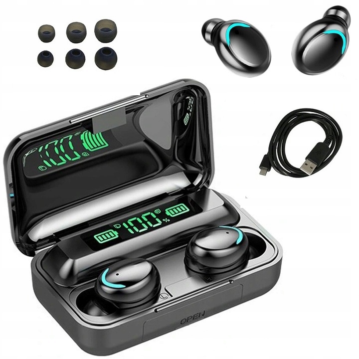 SŁUCHAWKI BEZPRZEWODOWE DOUSZNE DO TRENINGU BLUETOOTH 5.1 + POWERBANK Kod producenta SŁUCHAWKI BEZPRZEWODOWE DOUSZNE F9