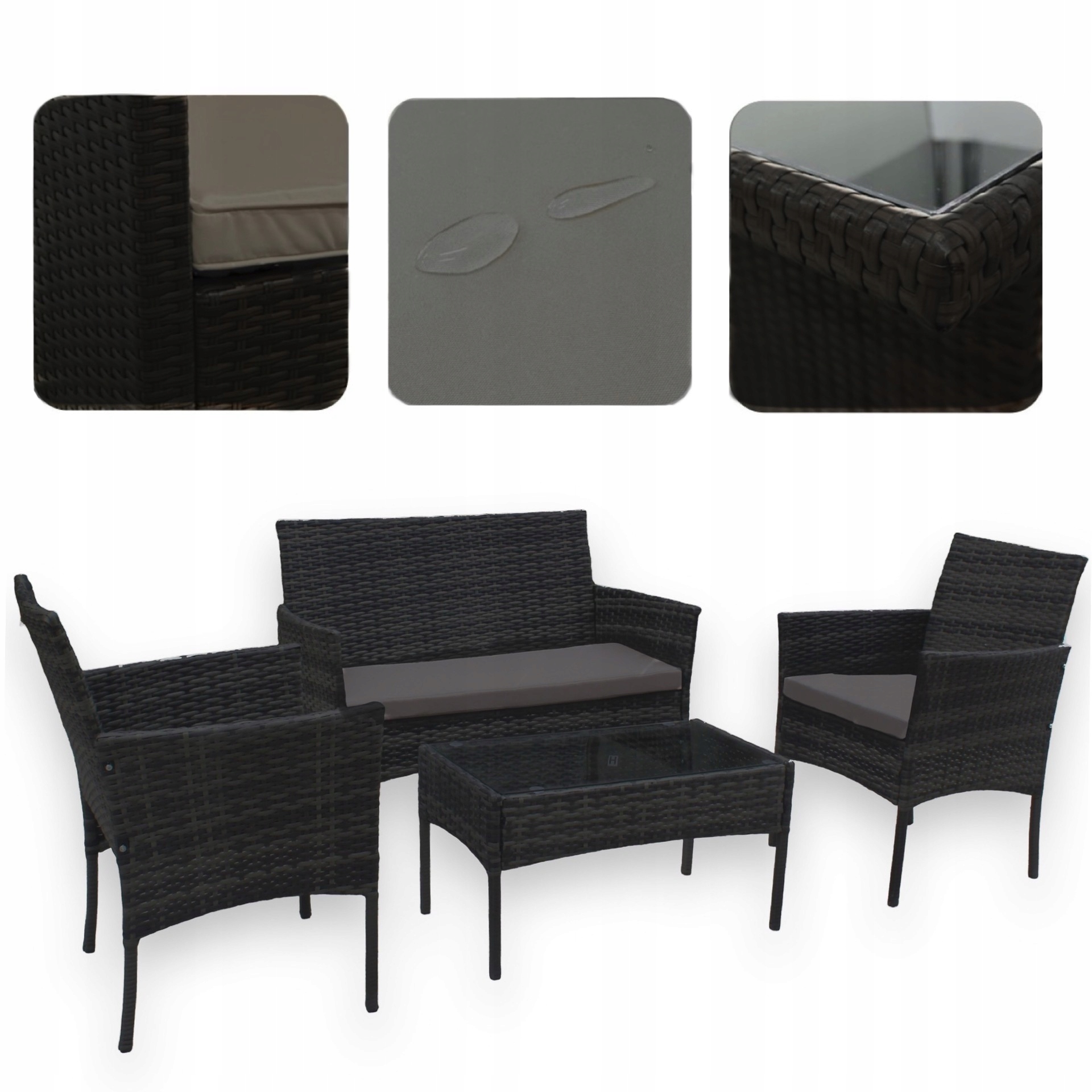 SODO BALDŲ RINKINYS SOFA STALIUS ROTANINIAI FOTELIAI BALDŲ KOMPLEKTAS 5 ASMENIMS