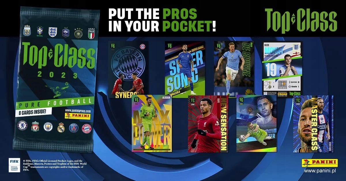 PANINI TOP CLASS 2023 6 SASZETEK SASZETKA 48 KART PIŁKARSKICH EAN (GTIN) 6096233117176