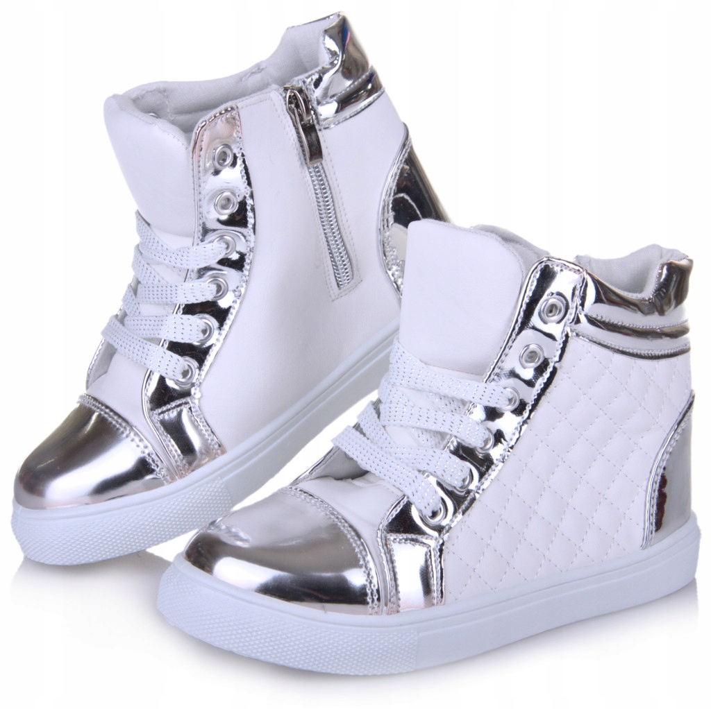 SREBRNE BOTKI WIOSENNE JESIENNE dziecięce PIKOWANE WYGODNE _31 - 19,5cm Kod producenta EF135-5EQ