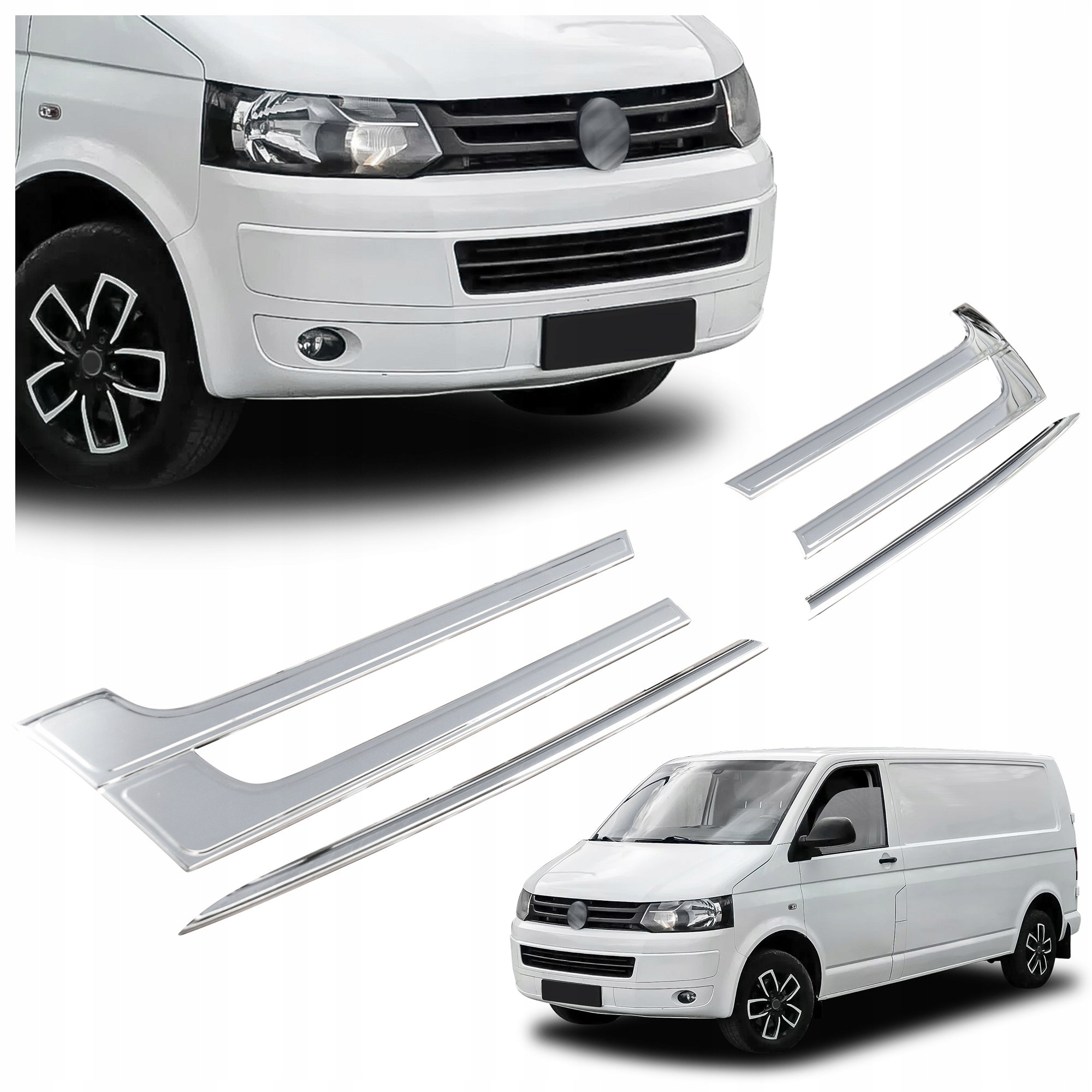 Lišty atrapy predného maskovania grilu pre Vw Transporter V T5 2009-2015