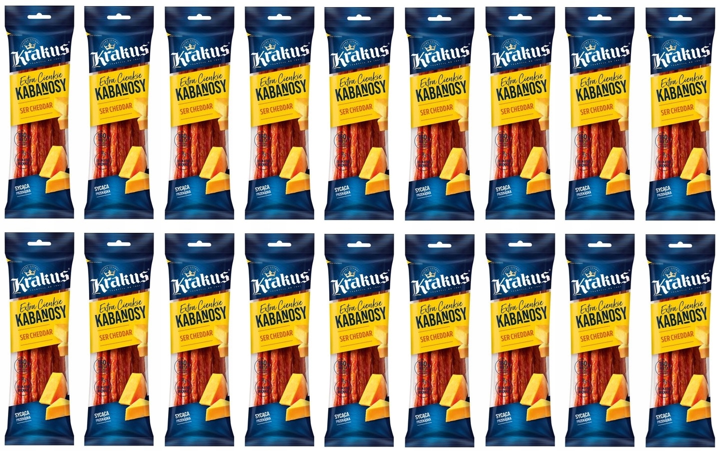 Levně 18 x 95 g Krakus Kabanosy se sýrem cheddar Karton