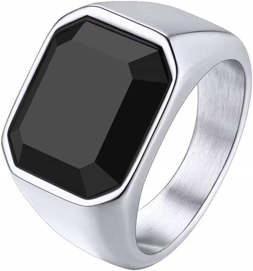 Stříbrný signet s onyxem Elegantní masivní prsten Ocel