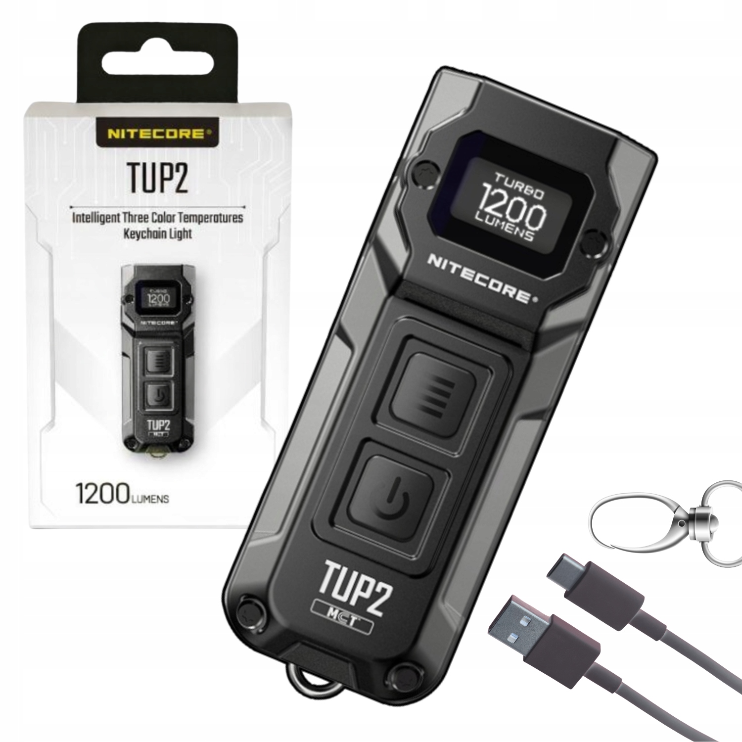 Latarka brelok Nitecore TUP2 Mct 1200 lumenów Usb C Edc mocna wytrzymała