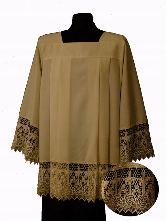 Kněžská Komža s gipiurou G20 ecru, 164 cm-199 Cm