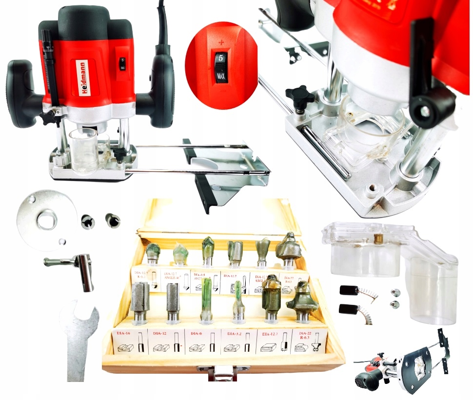 Frézka Horní Bruska 2000W 6/8mm 52mm regulace Frézy 12el