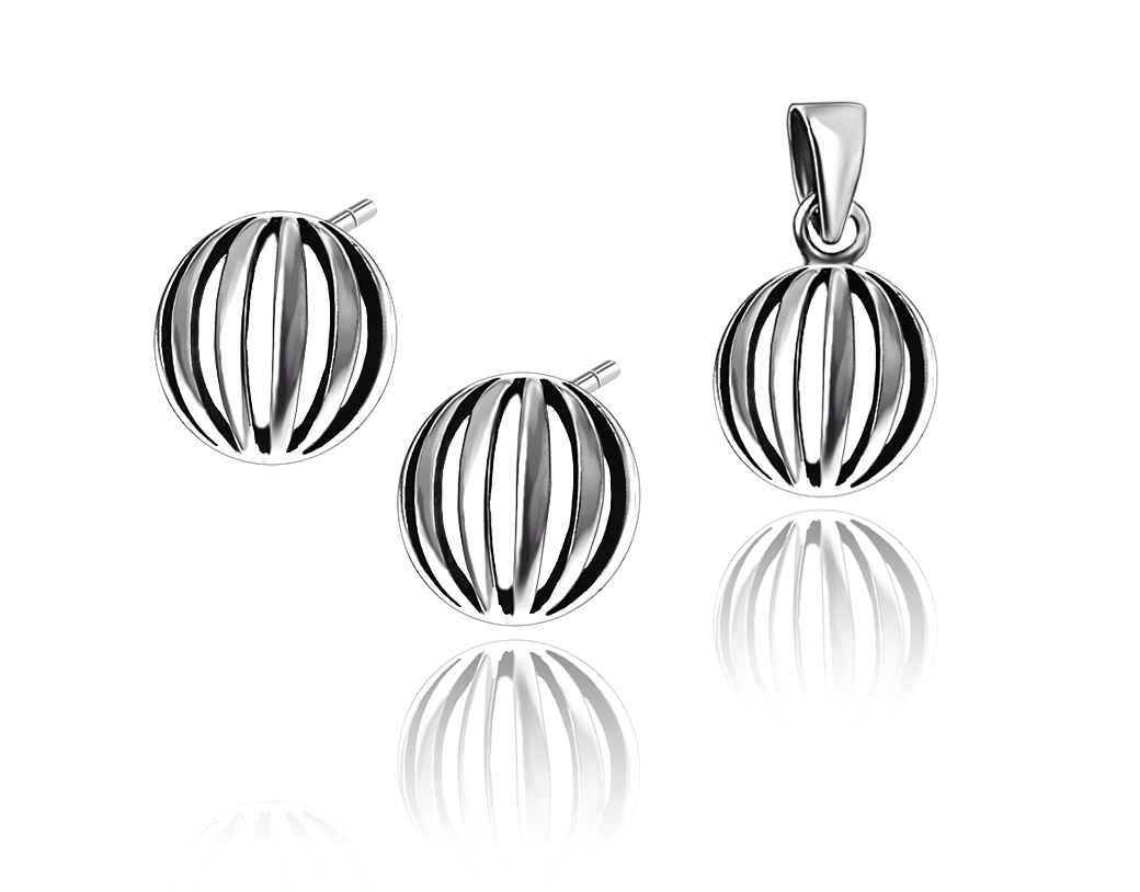 

Komplet Kolczyki Wisiorek Bombki Ażurowe pr. 925