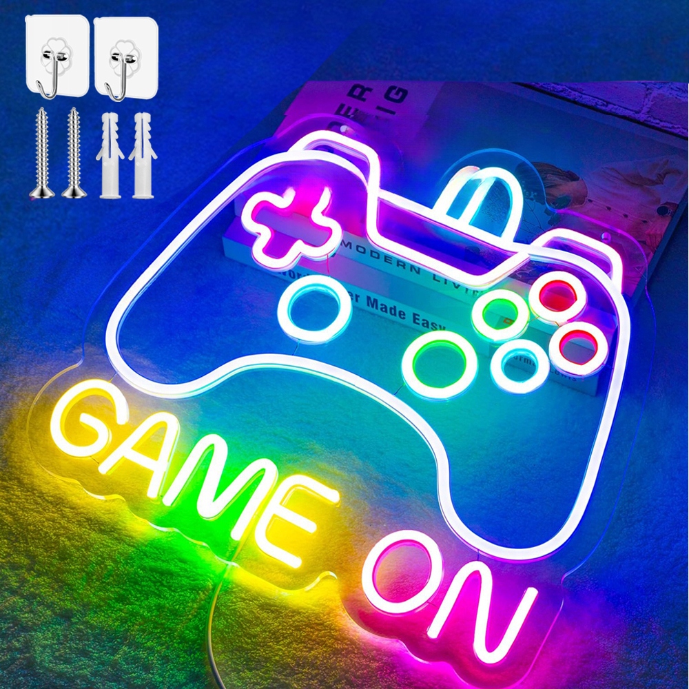 Lampka Game Pad Multikolor na Plexi Usb dekoracja Neon Game On