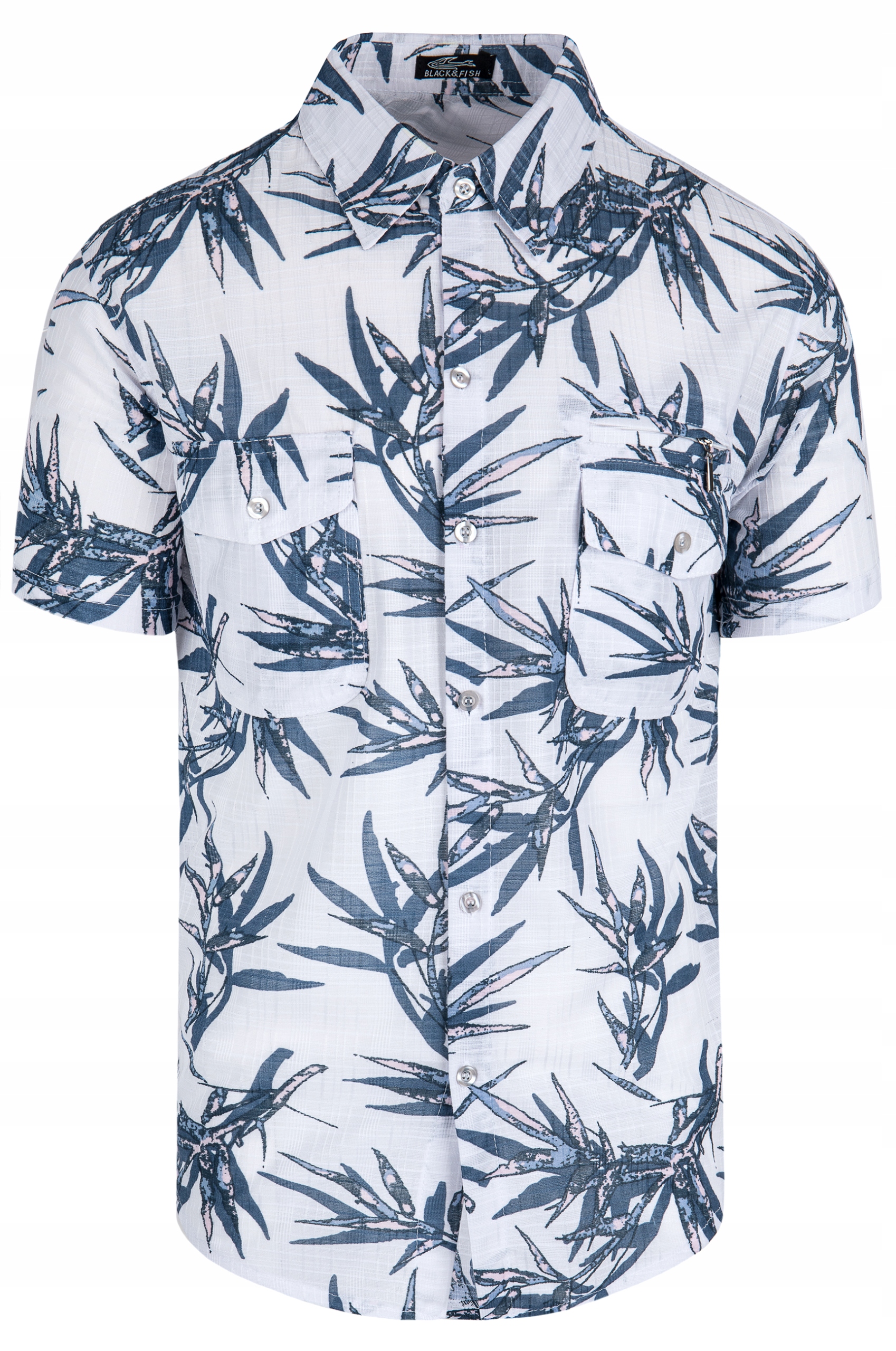 KOSZULA MĘSKA HAWAJSKA W PALMY KWIATY A2 BIAŁA LUŹNA XL