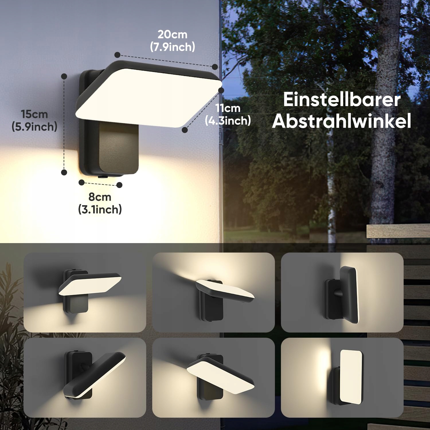 BRIGHTOWER Lampa Zewnętrzna LED IP65 Wodoodporna 3000K 2 Sztuki — miniatura 4