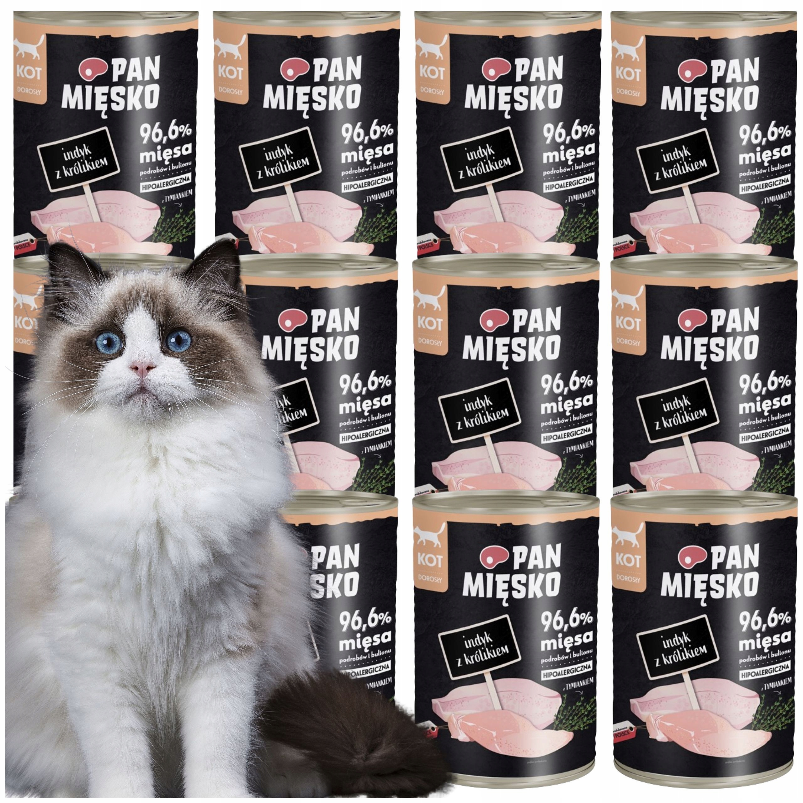 Krmivo mokré pro kočky Krůta králík Pan Mięsko Hypoalergenní 400 g na alergie