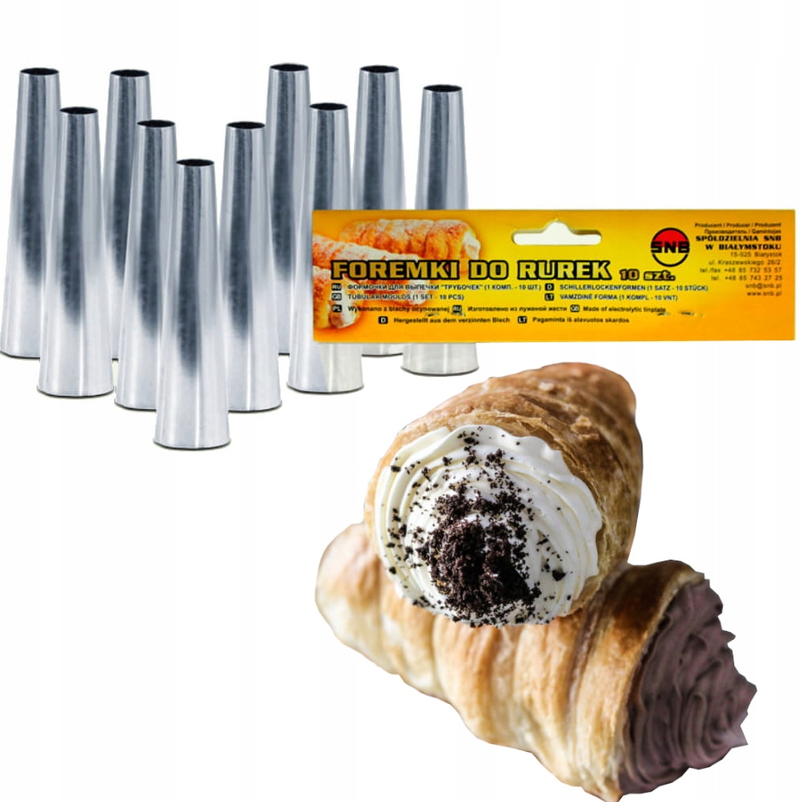 

Mocno zwężane foremki do pieczenia rurek 10 szt.