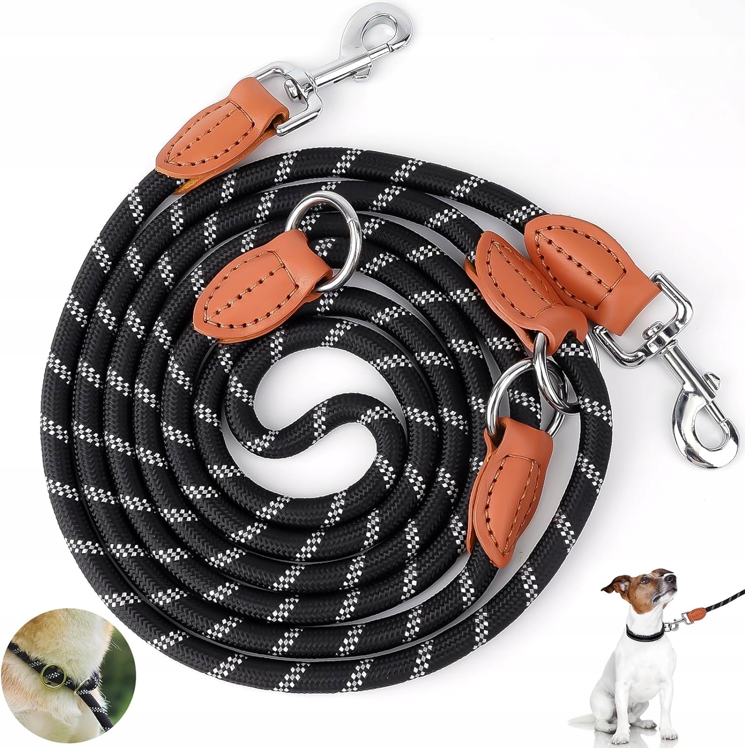 Levně Vodítko Pro Psy Dvojitá, Nastavitelná 3M