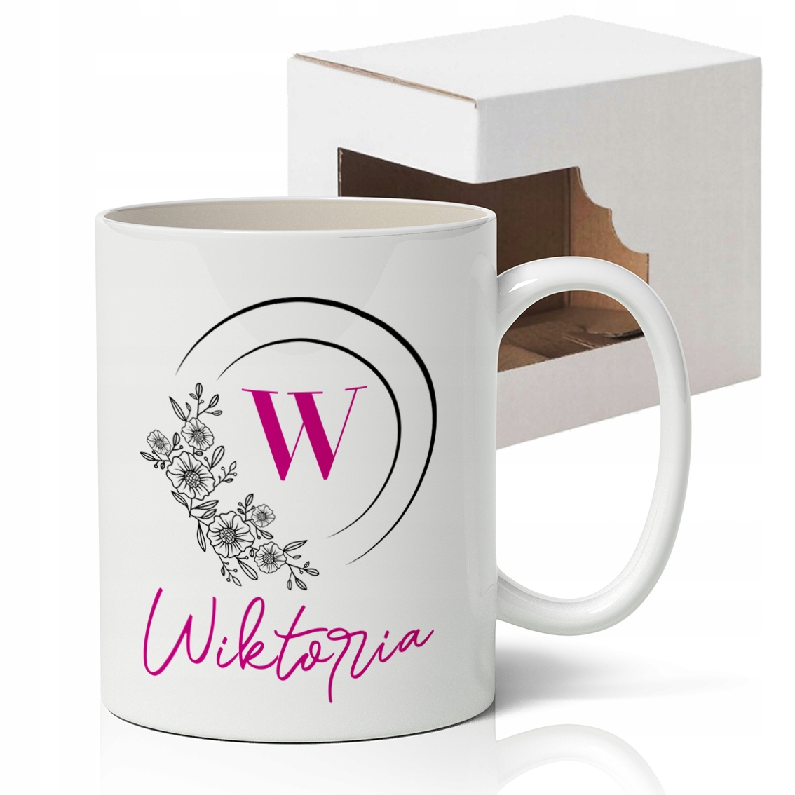 

Kubek twoje imię Wiktoria dla niej inicjał