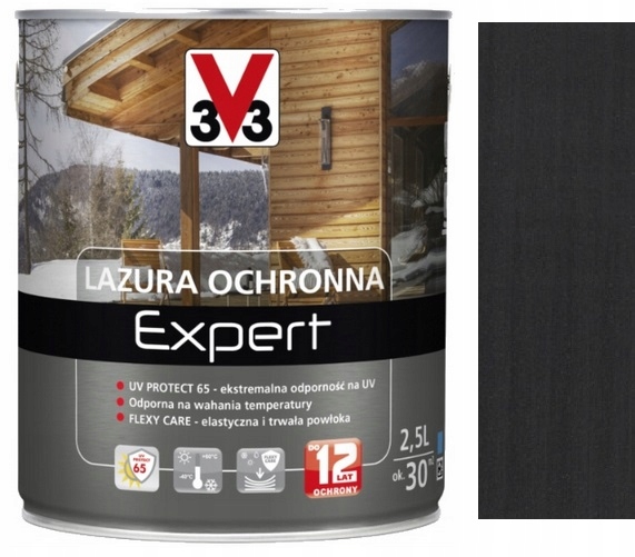 V33 Lazura Expert 12 Lat Ochrony Drewna Grafit 2.5L