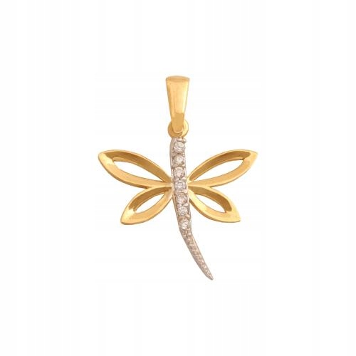 Dámský Přívěsek Ze Zlata 585 ve tvaru vážky s bílými zirkony