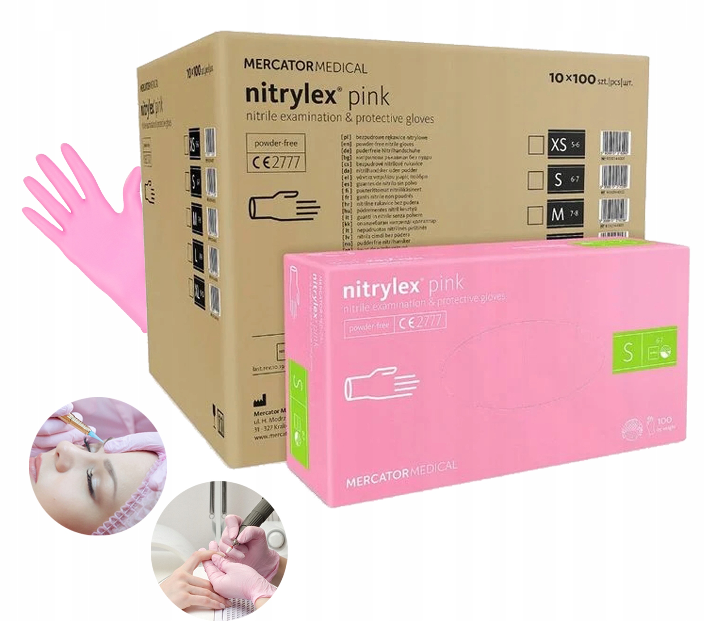 Růžové rukavice Nitrilové Bezpudrové 100 Ks x10