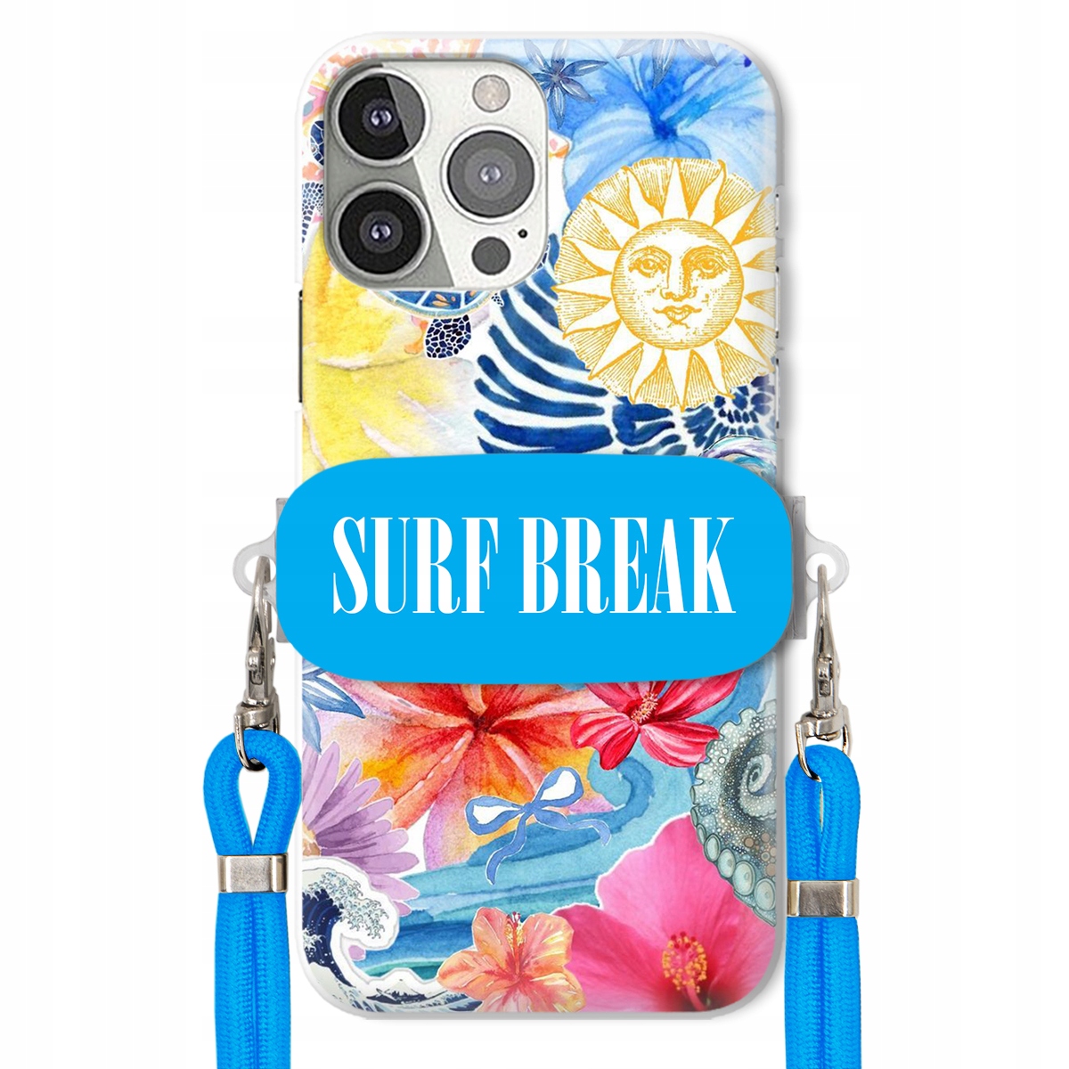 Puzdro pre iPHONE 13 Pro Vodítko Crossbody Blue držiak Surf Break na dovolenku