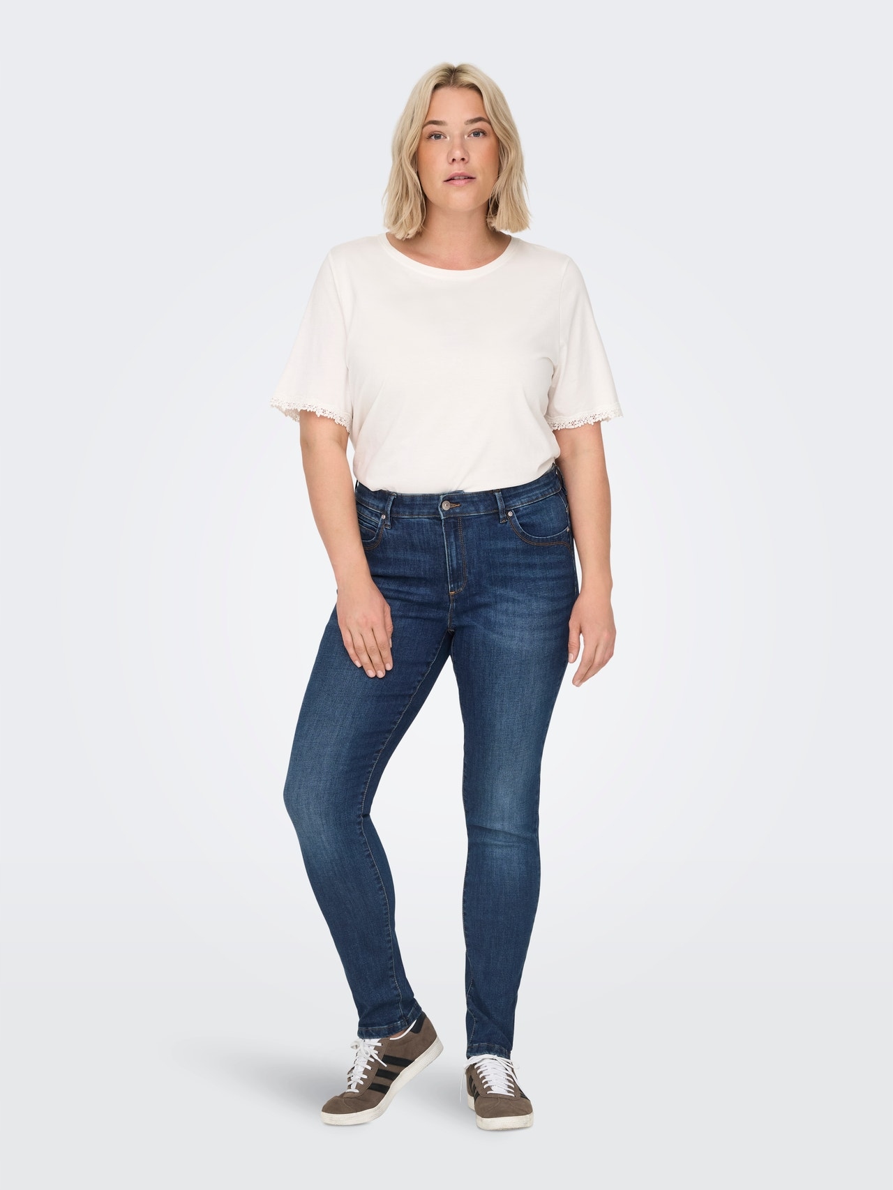 Only Dámské Džíny Úzké Nohavice Tmavě Modré Plus Size 48/32 6EA