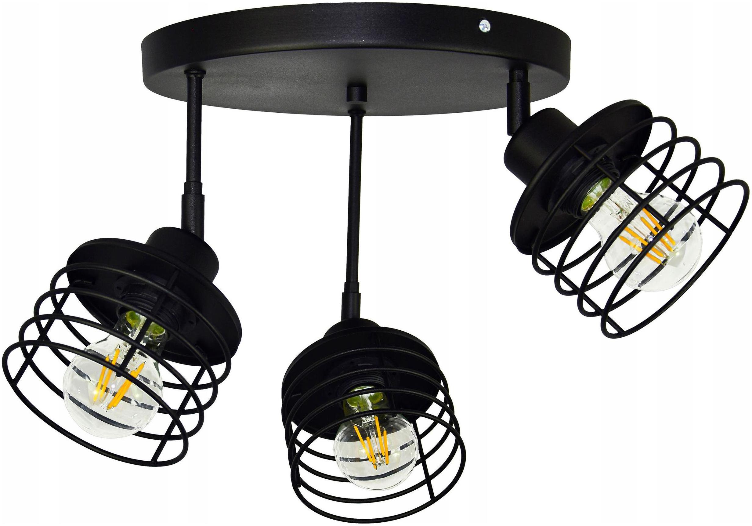 LAMPA SUFITOWA WISZĄCA CZARNA PLAFON CZARNY KOSZYK DRUCIAK RUCHOMY 3 LED