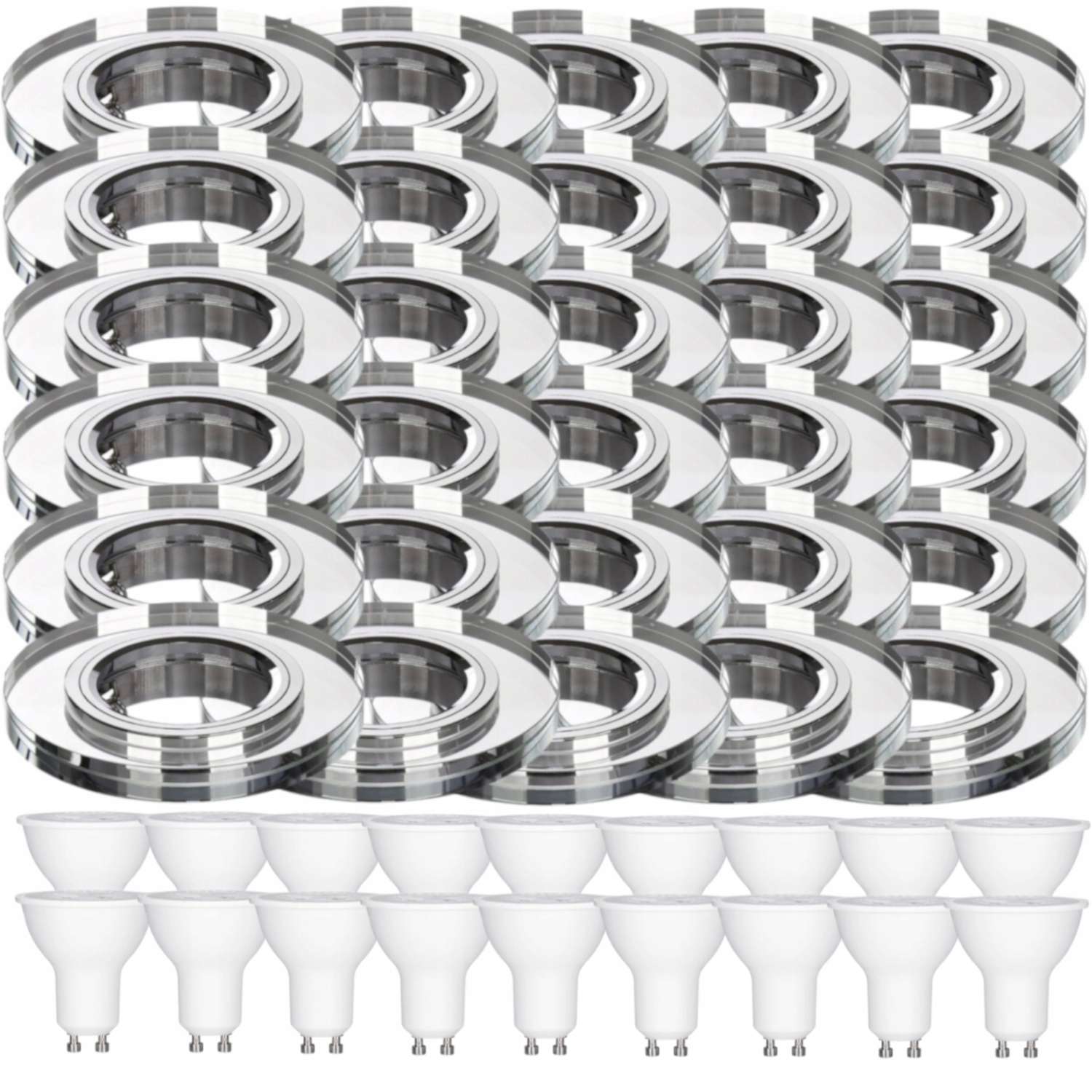 30x Szklana Stała Lampka Sufitowa Okrągła Oprawka Oczko +żarówki Led 7W