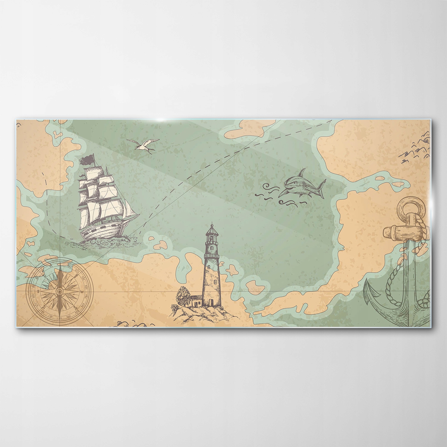 

Obraz Szklany Dekor Ocean Skarb Mapa Statek 140x70