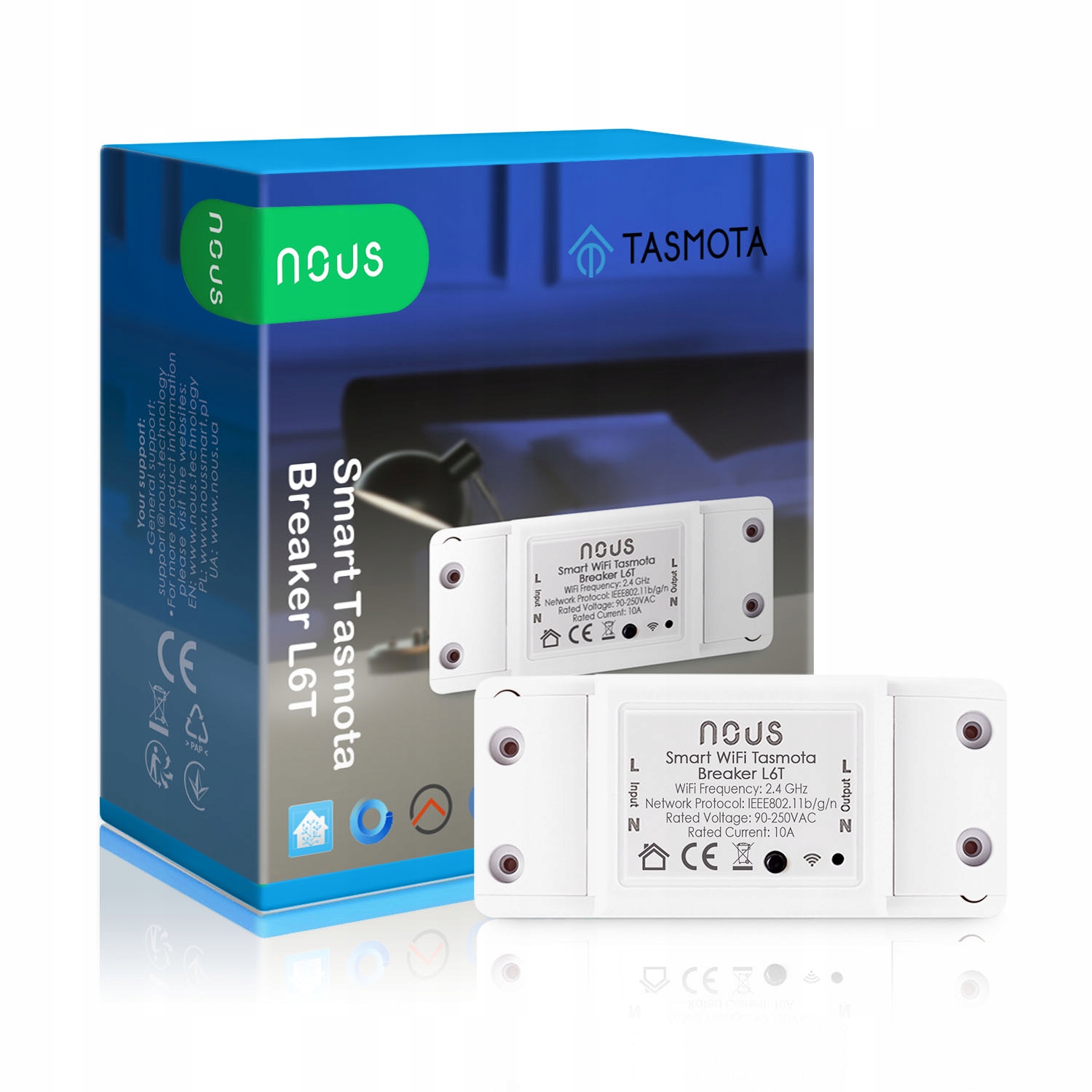 

Smart przełącznik przekaźnik Wifi Nous L6T Tasmota