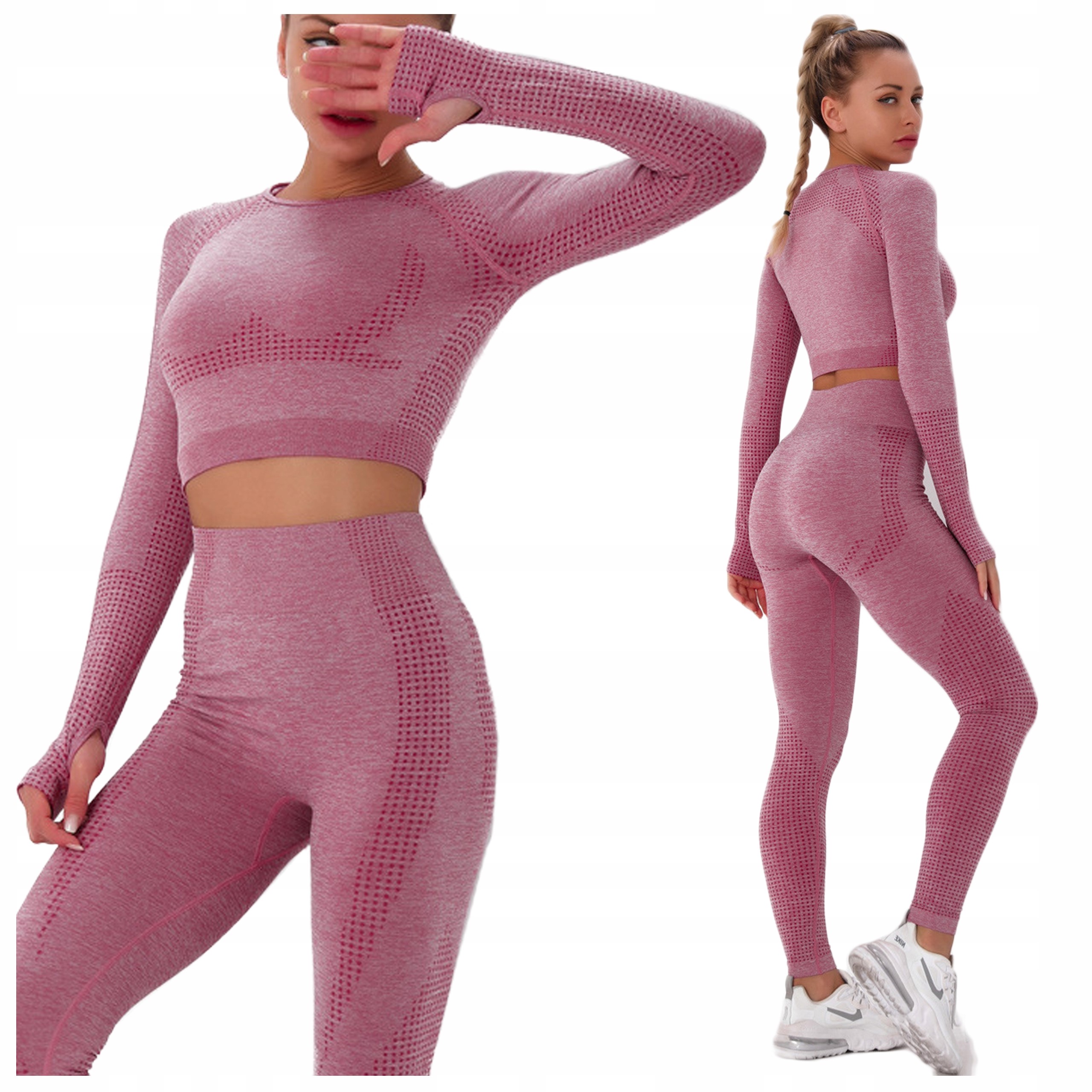 Komplet Sportowy legginsy bezszwowe top siłownia L