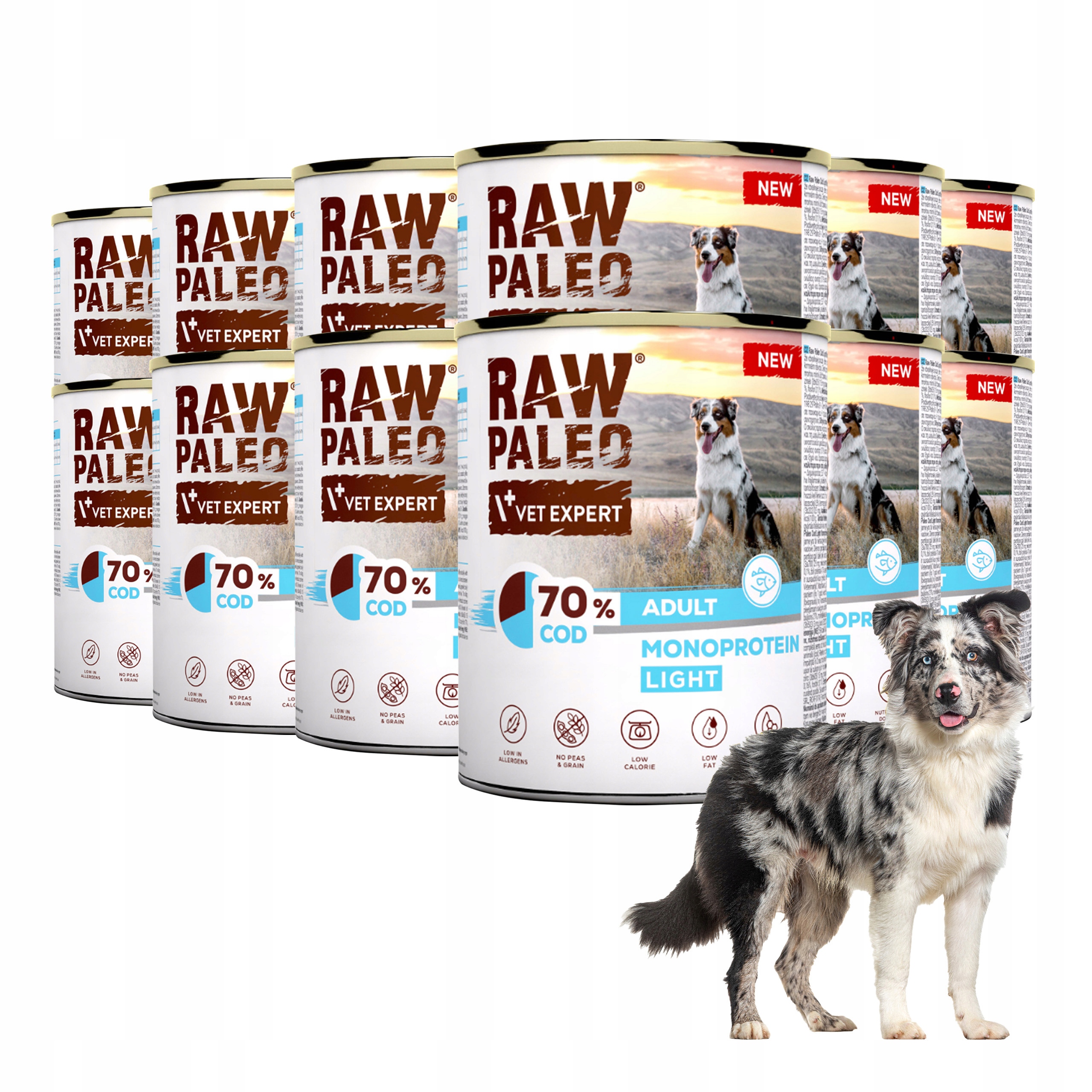 Mokra karma dla psa lekka Raw Paleo Cod Light Monoprotein Adult Dog 12x400g