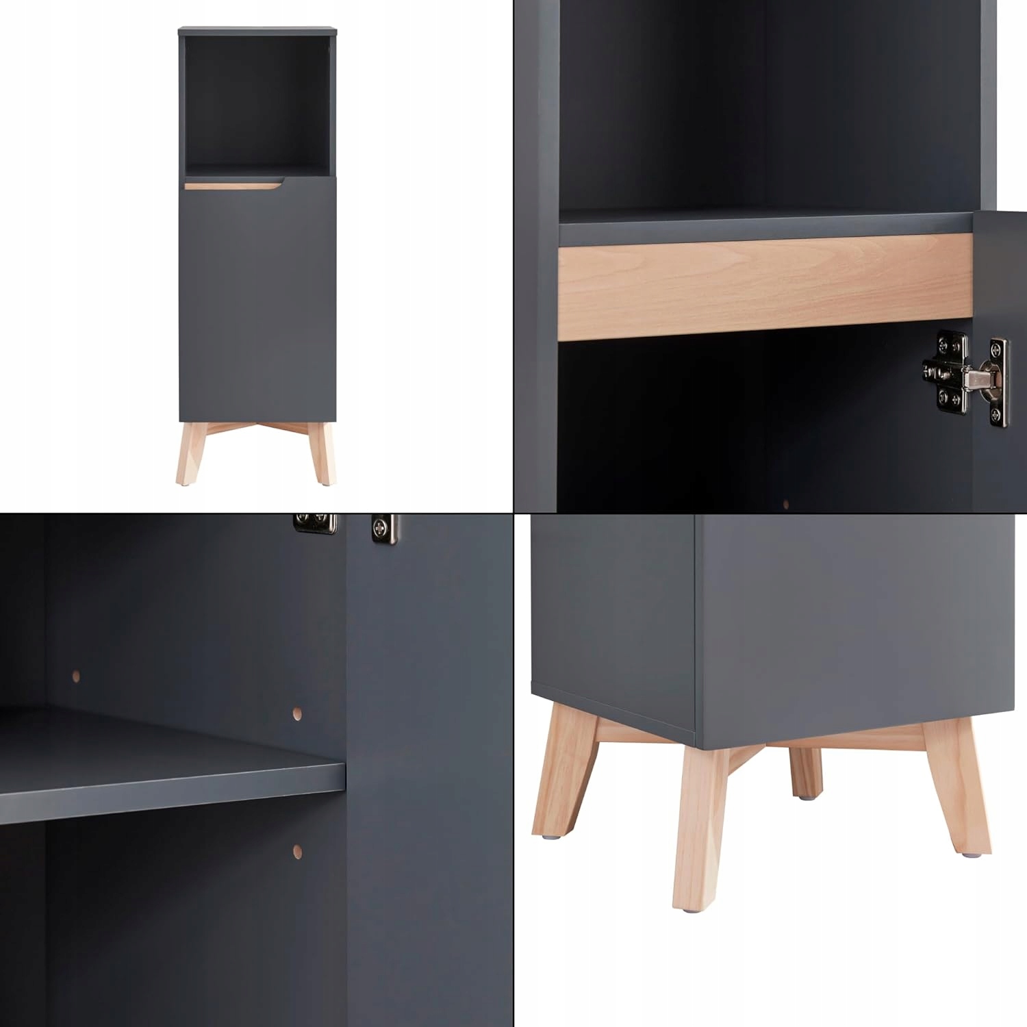 SZAFKA ŁAZIENKOWA STOJĄCA PÓŁKA SŁUPEK DO ŁAZIENKI SZARY Kod producenta P542