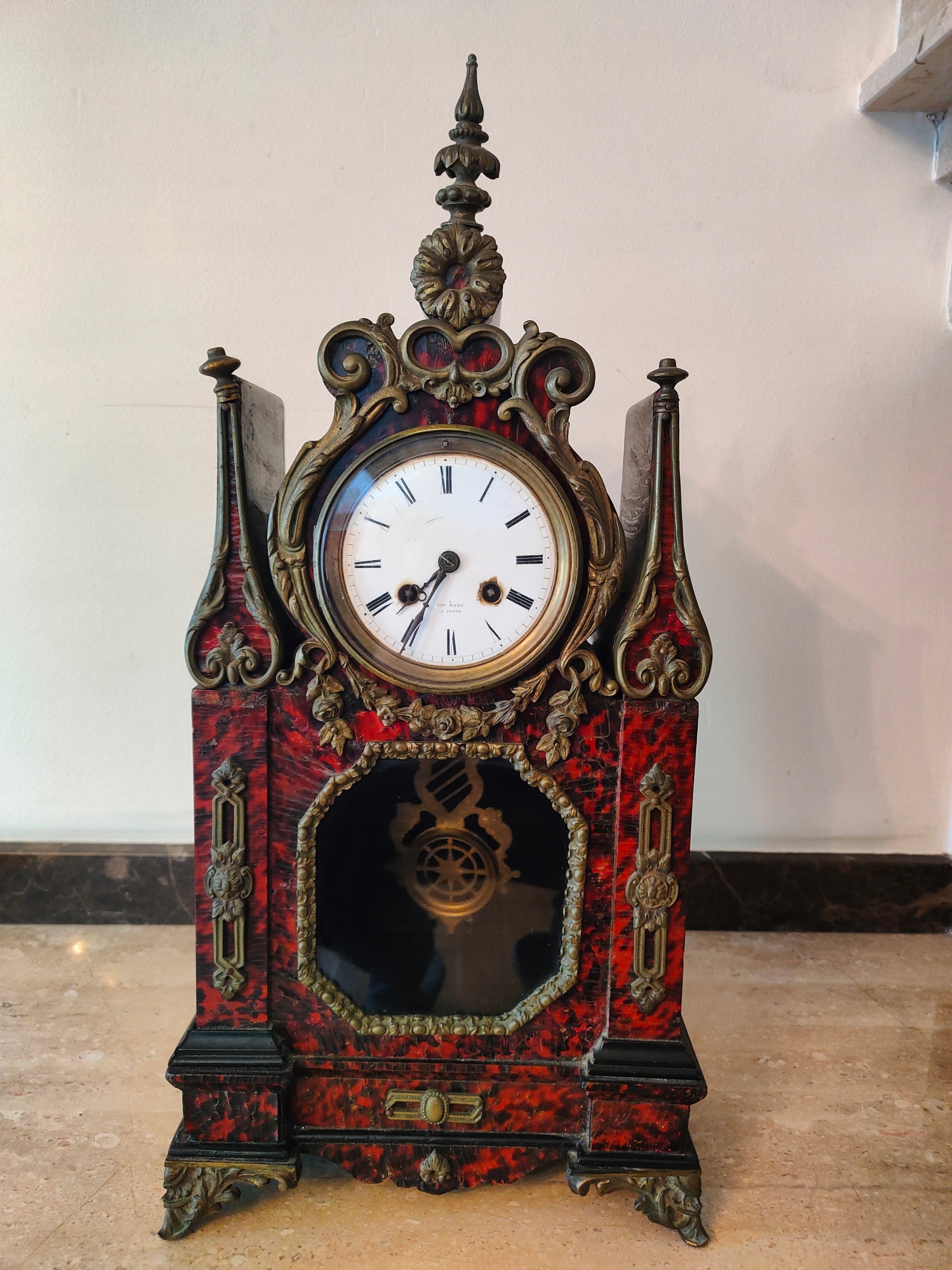 Zegar kominkowy BOULLE Francja XIX W CUDO