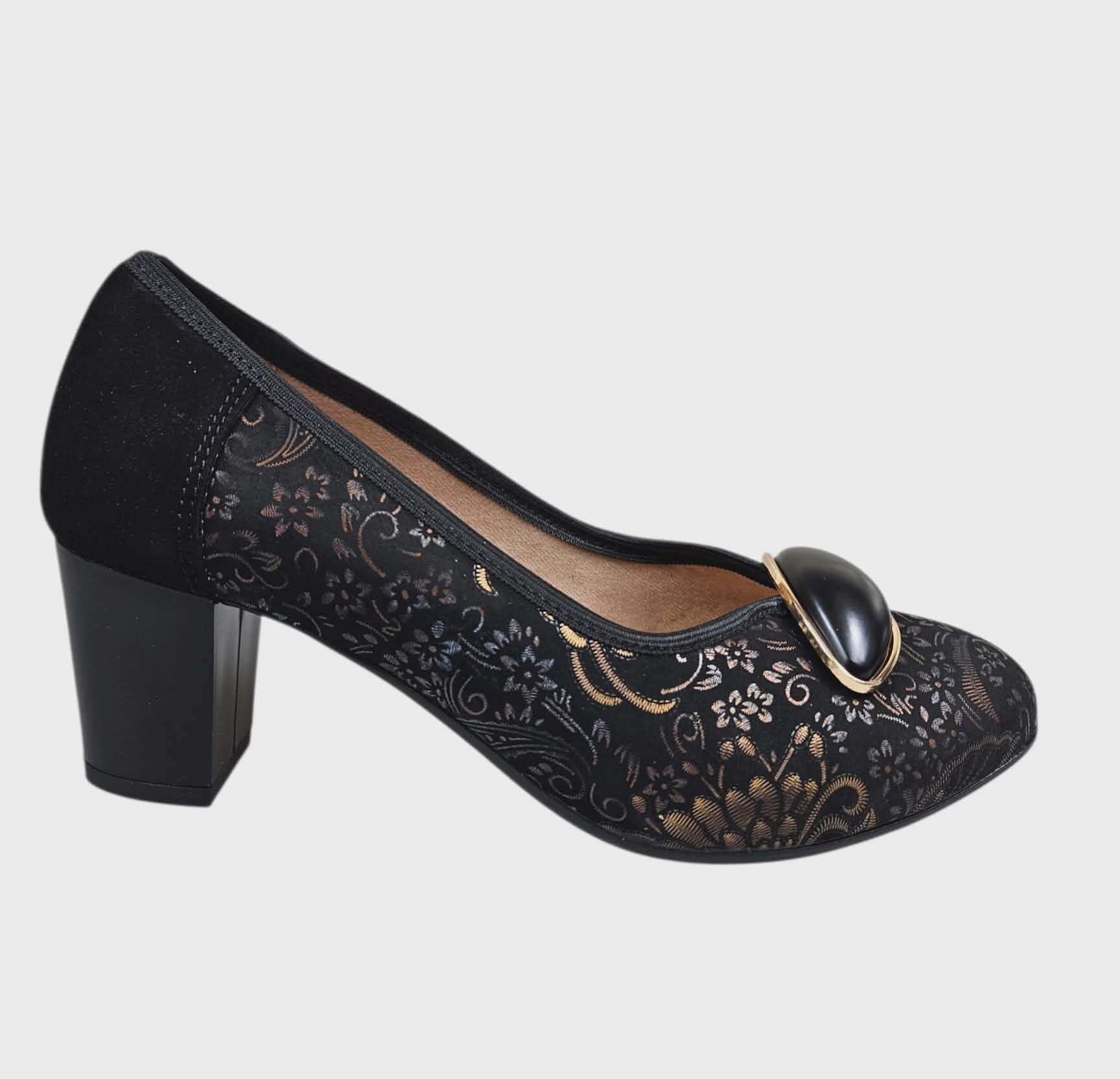 Dámské Kožené Pohodlné Lodičky Na Podpatku Galant 4508 Černý Nubuk vel. 39