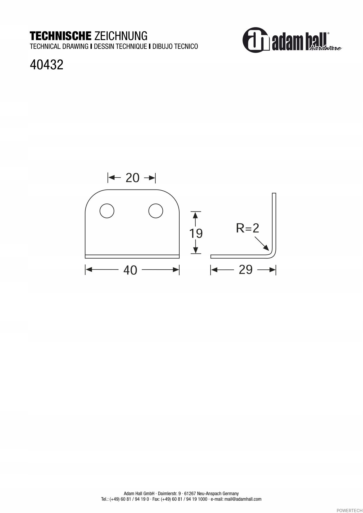 Klamra 40 x 29 mm - 40432 Adam Hall Marka Adam Hall
