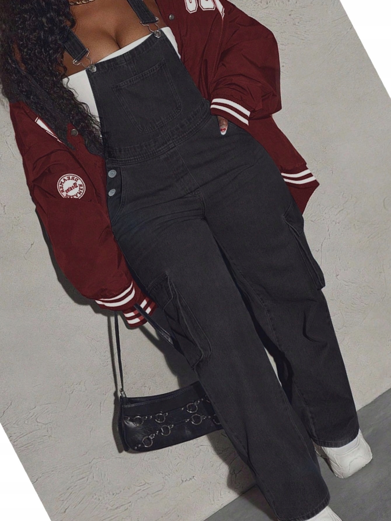 S efektem praní Černé Casual Kapsáče Džínové kalhoty M 38