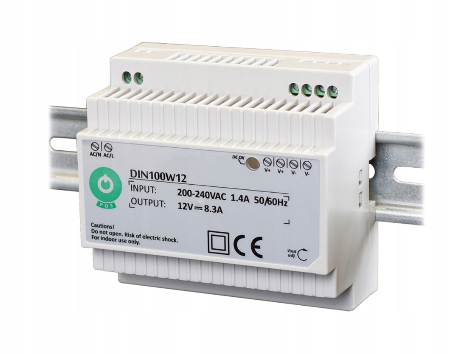 

Zasilacz na szynę Din 12V 100W 8,3A Led Cctv Rtv