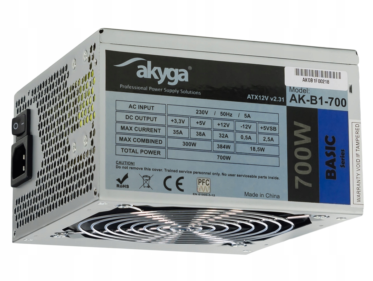 

Zasilacz Atx 700W Akyga 5XSATA 2XMOLEX Fan 12cm