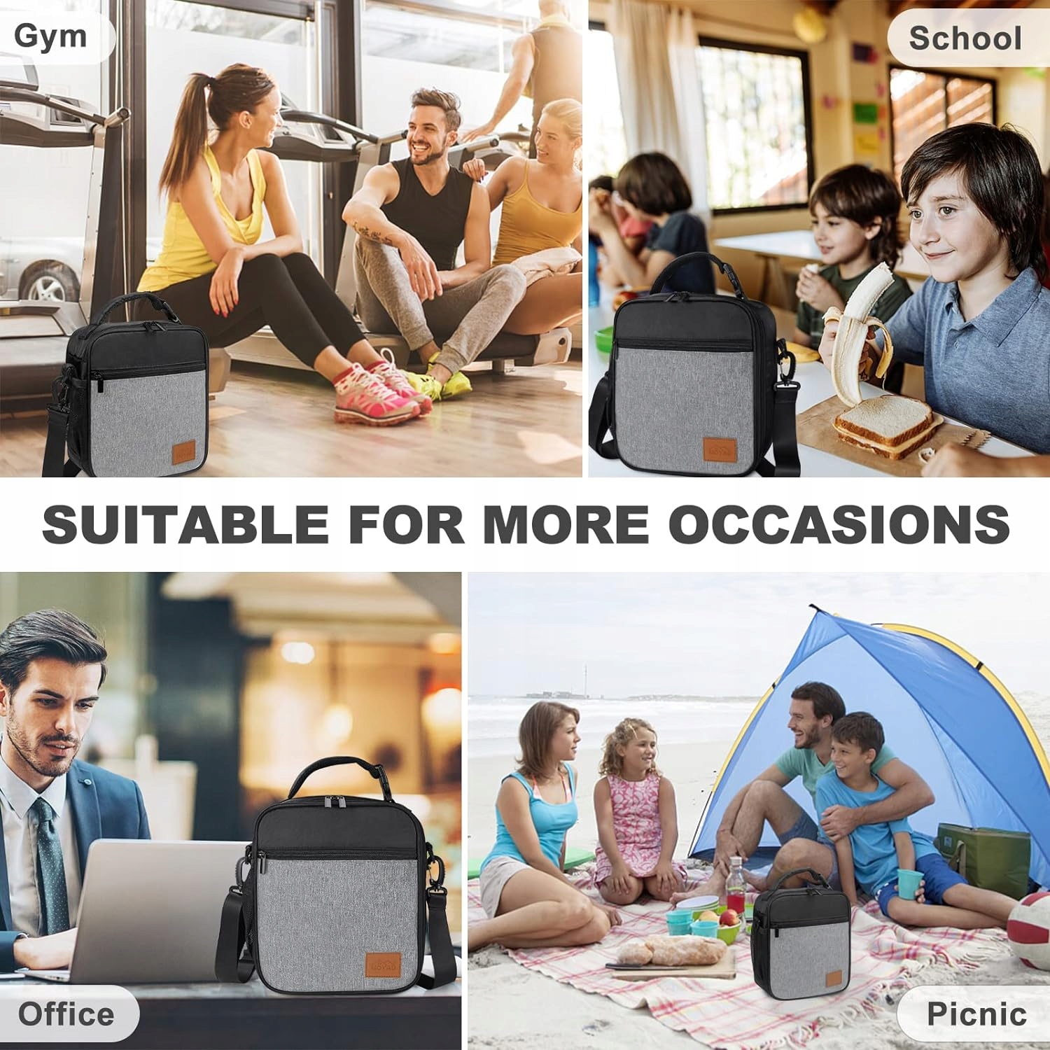 TORBA TERMICZNA PIKNIKOWA NA RAMIĘ LUNCH BOX PIKNIK 7 l Kolor dominujący czarny