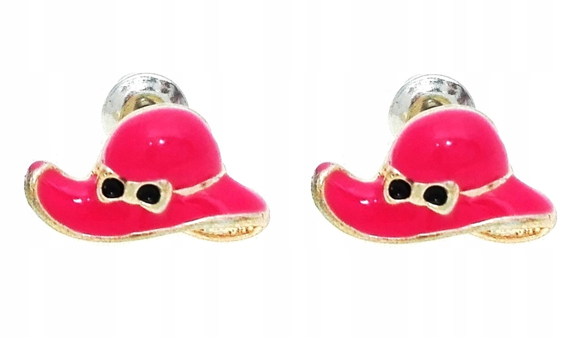 

Kolczyki złote kapelusze różowe