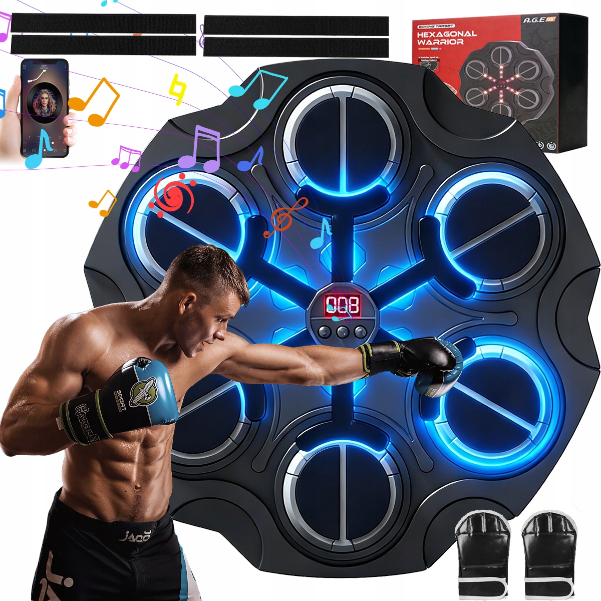 Bluetooth Nástěnný Boxovací Stroj 3 Režimy 3 Rychlosti Fitness Pro Děti