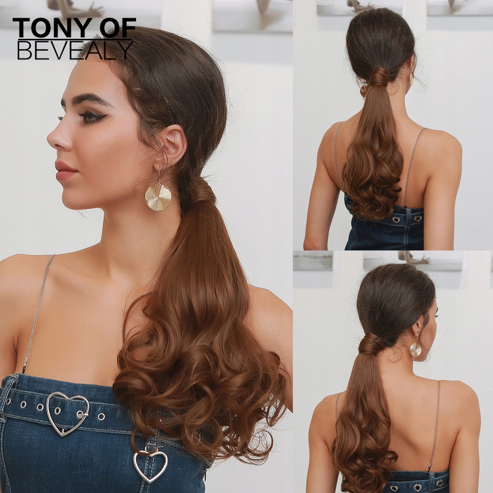 Hedvábný clip in Wrap Around Ponytail -přírodní hnědá