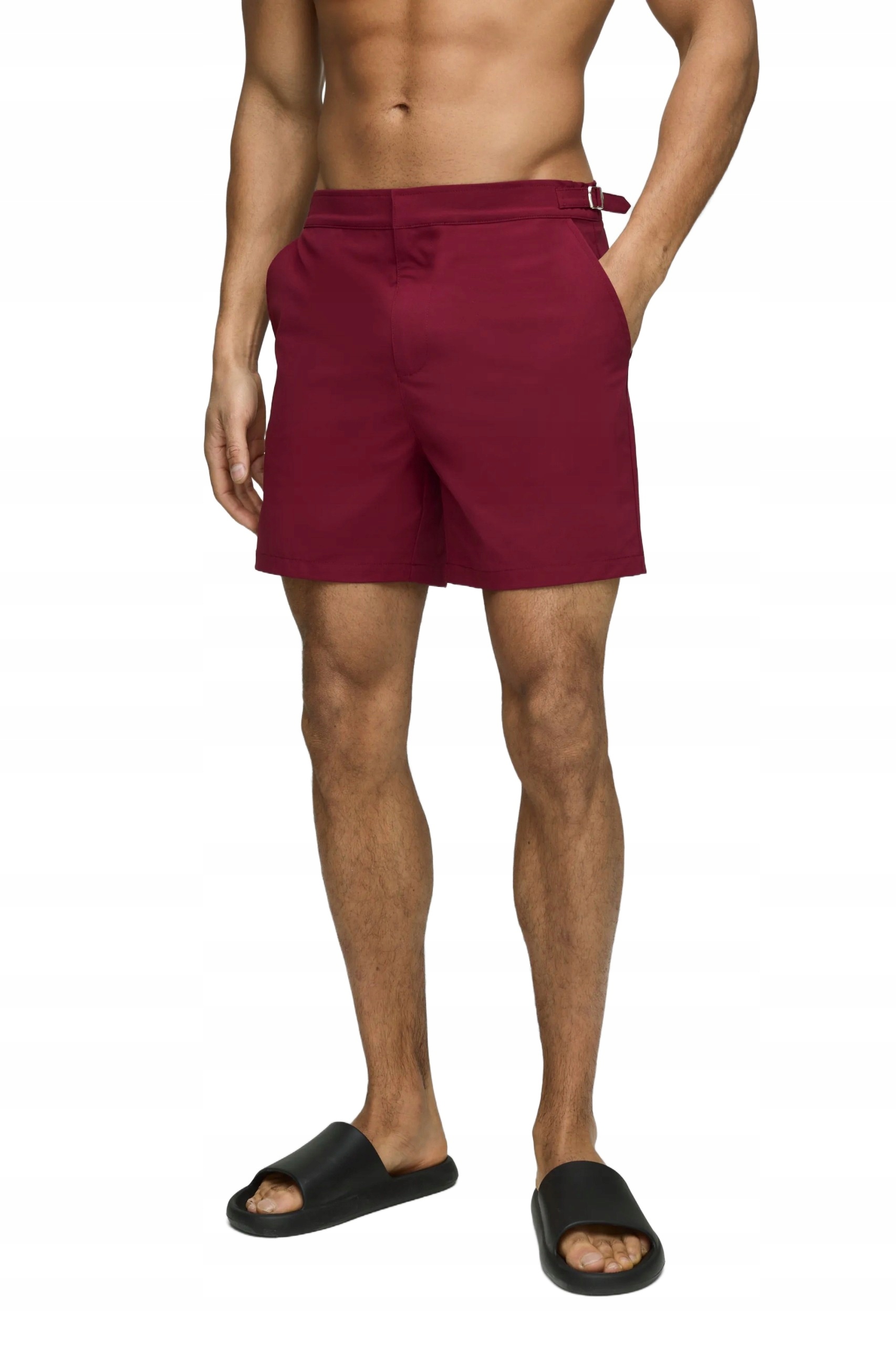 Boohooman Pánské Vínové Plavky S Kapsami A Páskem Z3A