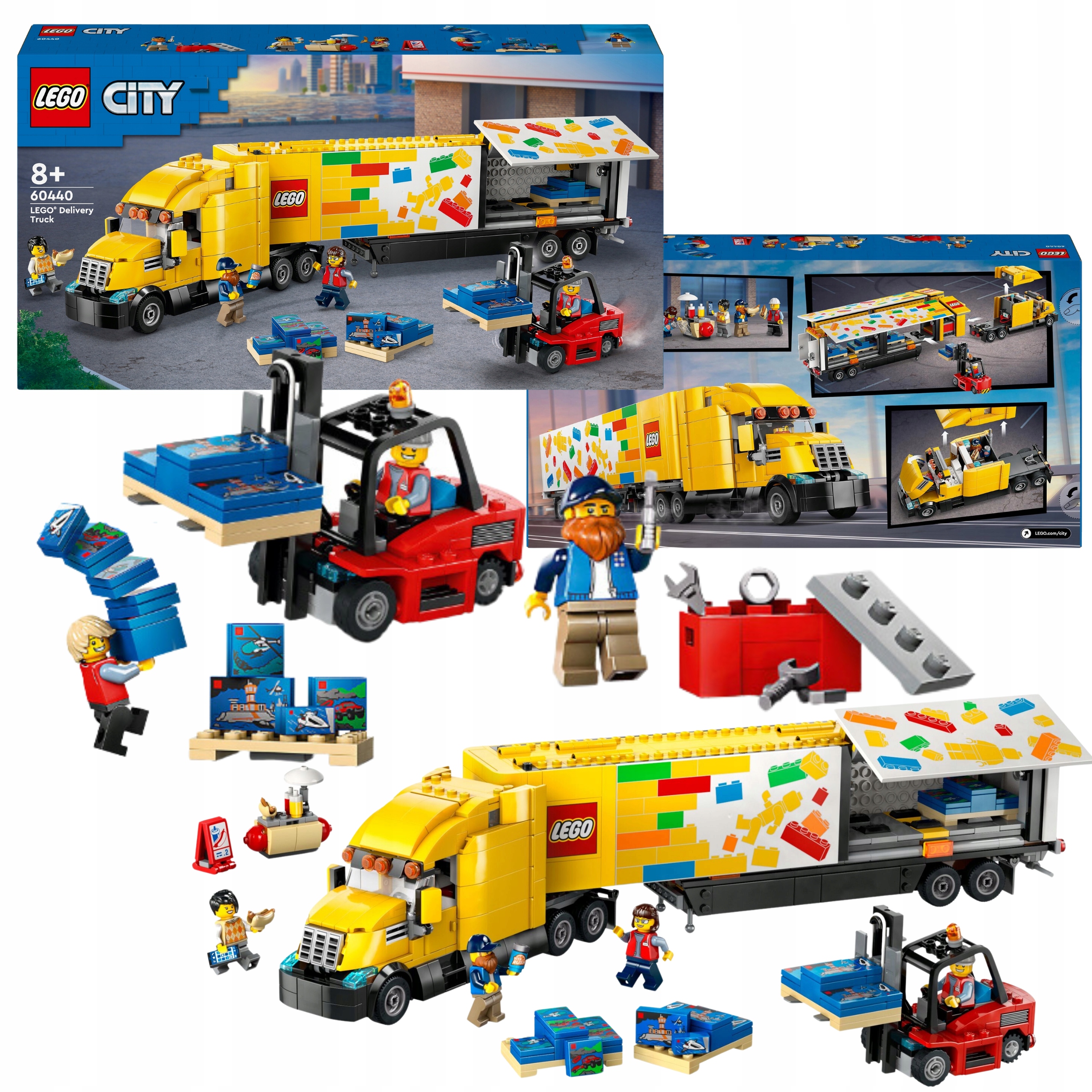 Lego City 60440 Žlutý Dodávkový Nákladní Automobil Vysokozdvižný Vozík 4 Figurky